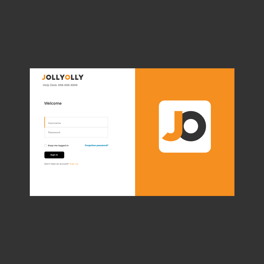 login page design against a dark background by Katherine Delorme