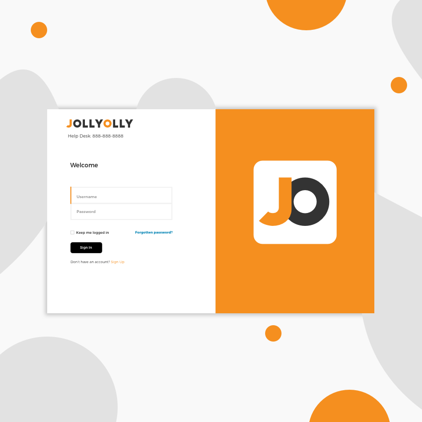 login page design againt a unique fluid shape background by Katherine Delorme